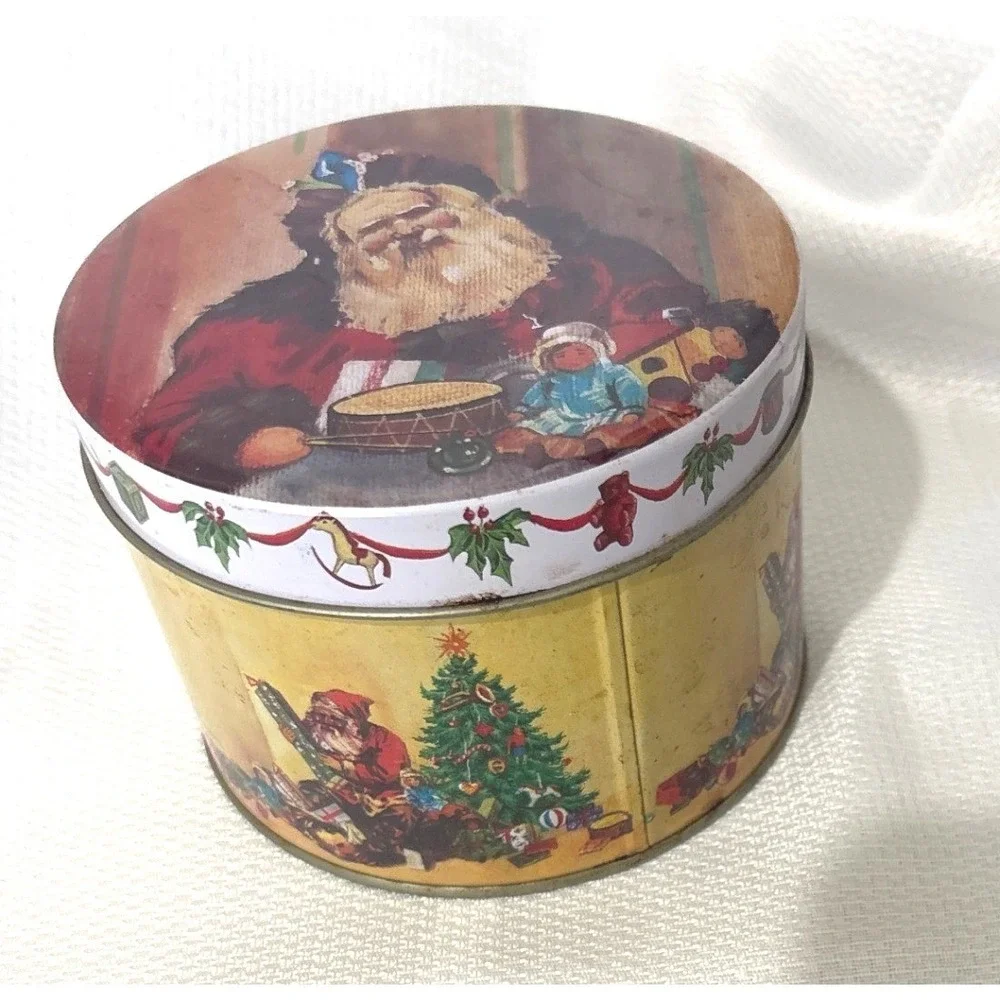 VTG Commodore Christmas Tins Set of 3 Multicolor Santa Claus Nesting 1275C